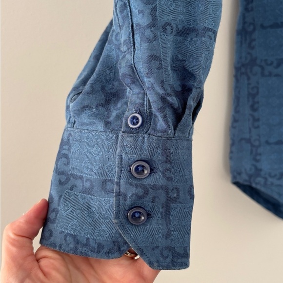 Robert Graham Men's Medium Button Up Embroidered Geometric Design Flip Cuff - Picture 7 of 10